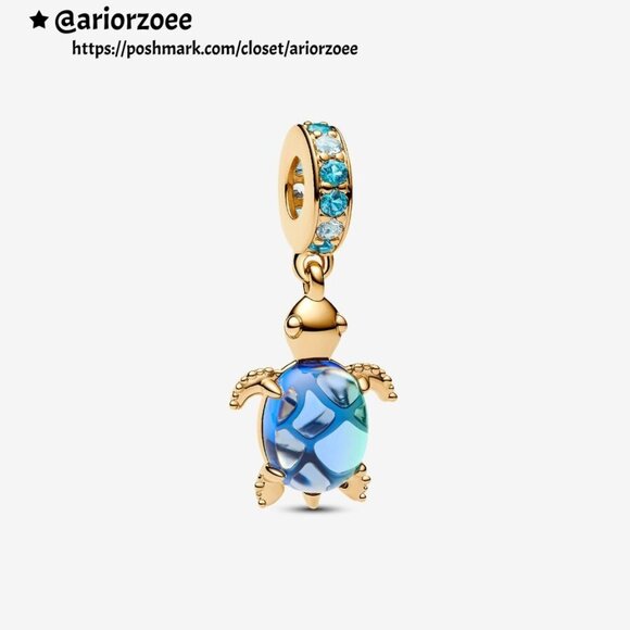 Pandora Sea Turtle Murano Glass Dangle Charm|Pendant - Picture 1 of 2